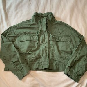 Vigoss Womens Military Army Green Cropped Utility Full Zip Jacket XL XXL